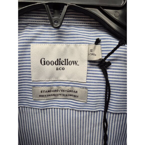 Goodfellow & Co Mens Blue Striped Button-Down Shirt S 14-14.5 - Picture 2 of 4